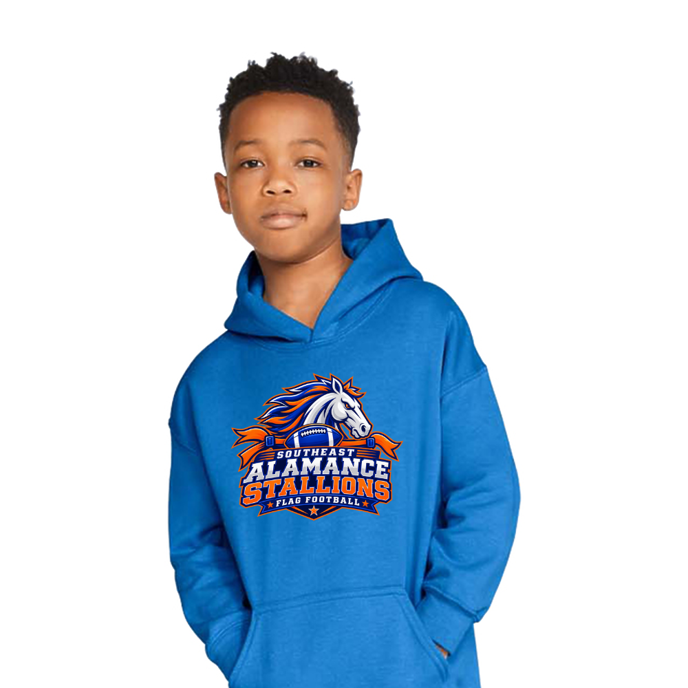SE Flag Football stallion youth hoodie